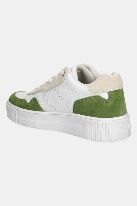 Sneakersy skórzane damskie z zamszowymi wstawkami kolor biały biały RS25-OBD303