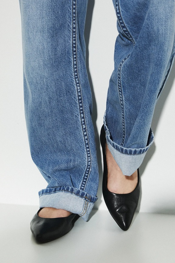 Kožené balerínky dámske čierna farba RS25-OBD305