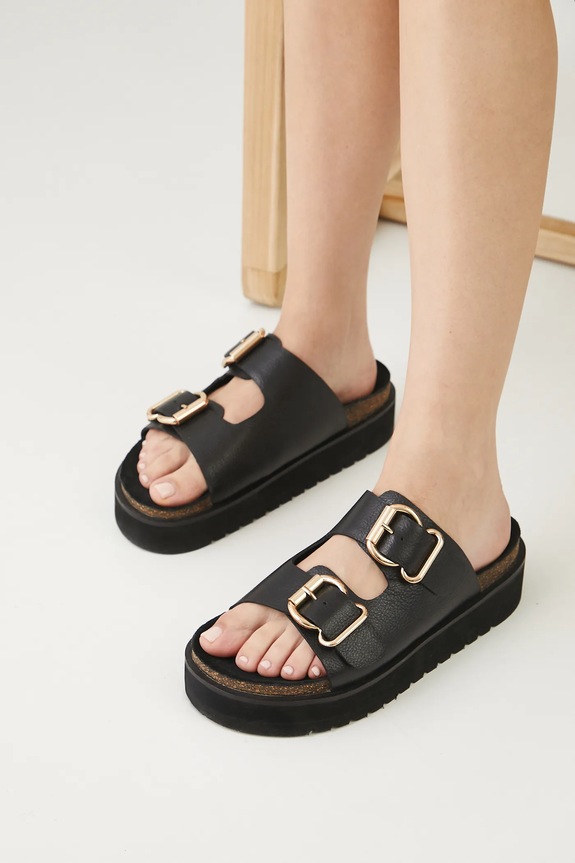 Kožené šľapky dámske čierna farba RS25-OBD508