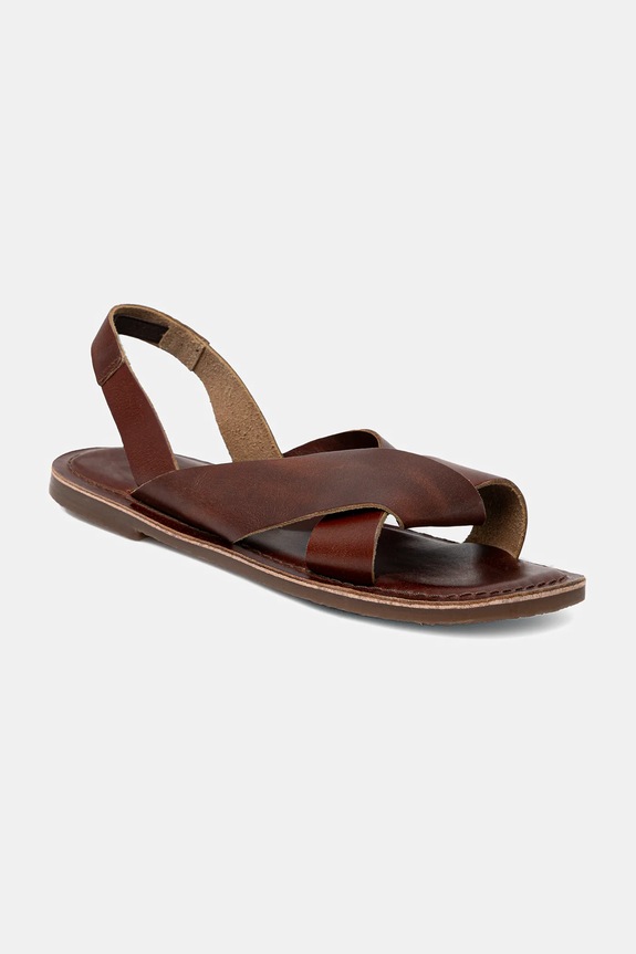 Kožené sandále dámske hnedá farba RS25-OBD700 hnedá RS25