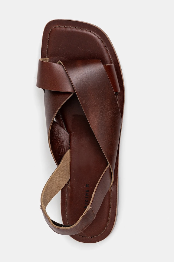 Kožené sandále dámske hnedá farba RS25-OBD700 hnedá