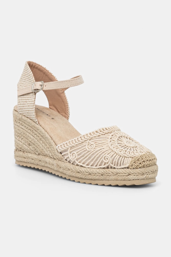 Espadryle damskie na plecionym koturnie kolor beżowy RS25-OBD806 beżowy RS25