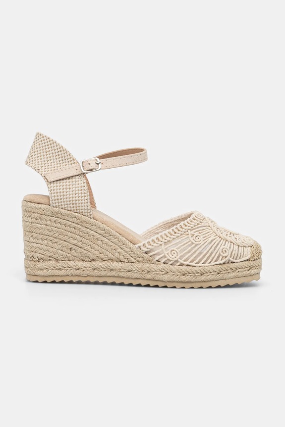 Obuwie Espadryle damskie na plecionym koturnie kolor beżowy RS25-OBD806 beżowy