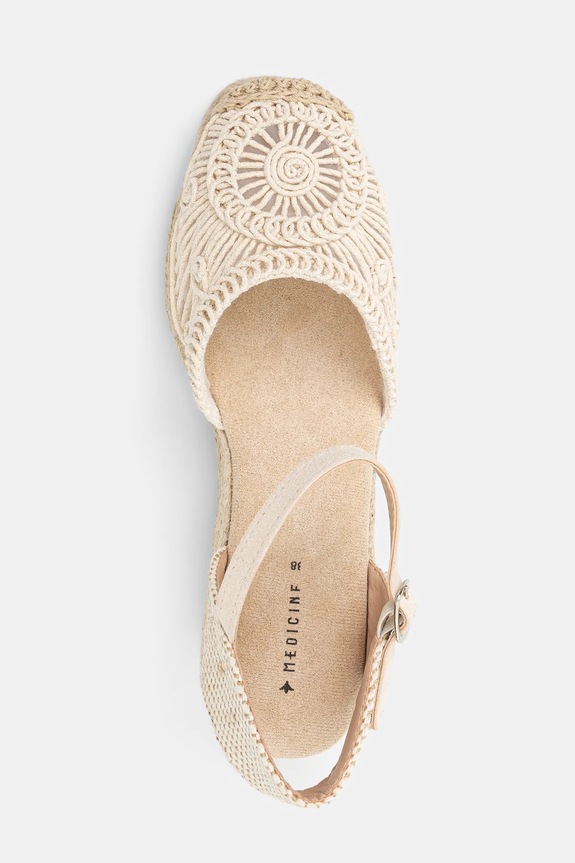 Espadryle damskie na plecionym koturnie kolor beżowy RS25-OBD806 beżowy