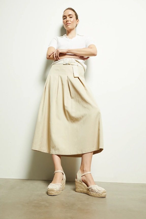 Espadryle damskie na plecionym koturnie kolor beżowy RS25-OBD806