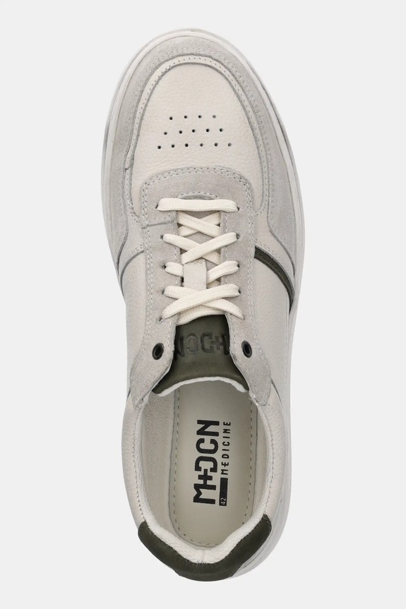 Kožené sneakers boty se semišovými vsadkami bílá barva RS25-OBM302 bílá