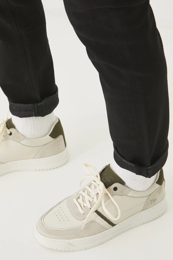 Kožené sneakers boty se semišovými vsadkami bílá barva RS25-OBM302