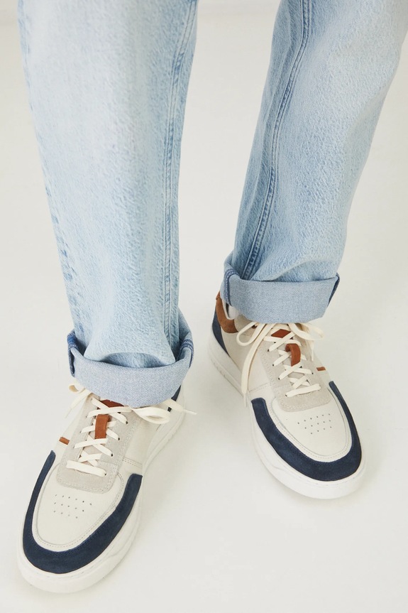 Sneakersy skórzane męskie z zamszowymi wstawkami kolor multicolor niska multicolor RS25-OBM302