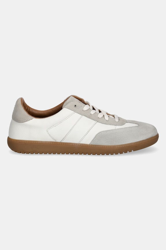 Boty Kožené sneakers boty s pružnou podrážkou bílá barva RS25-OBM303 bílá