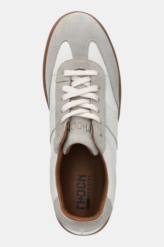 Kožené sneakers boty s pružnou podrážkou bílá barva RS25-OBM303 bílá