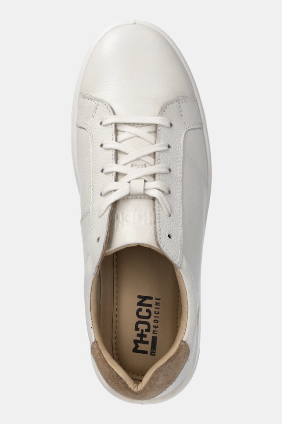 Kožené sneakers boty s pružnou podrážkou bílá barva RS25-OBM304 bílá