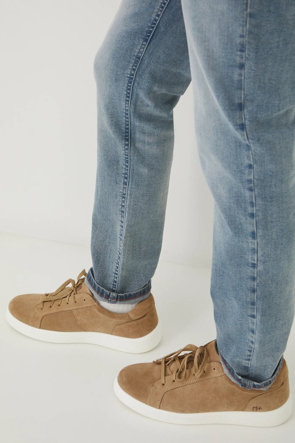 Sneakersy zamszowe męskie z elastyczną podeszwą kolor beżowy RS25-OBM305