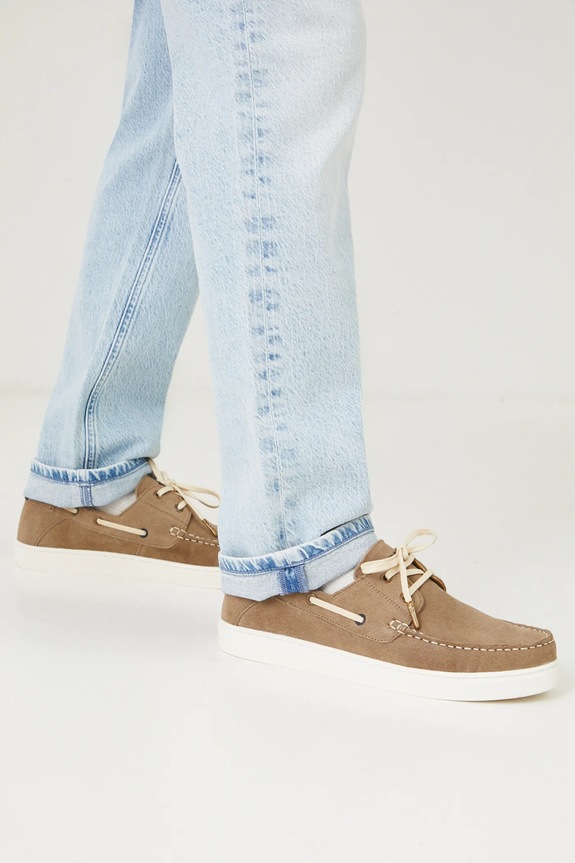 Semišové mokasíny pánské s pružnou podrážkou béžová barva RS25-OBM501