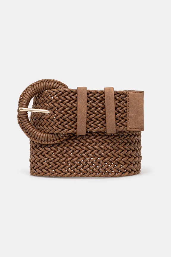 Pasek damski pleciony kolor brązowy brązowy RS25.PAD701