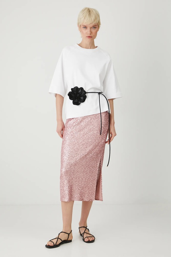 Pasek damski biżuteryjny - kwiat kolor czarny czarny RS25.PAD904