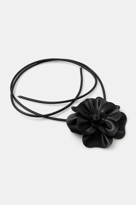 Pasek damski biżuteryjny - kwiat kolor czarny RS25.PAD904 czarny RS25