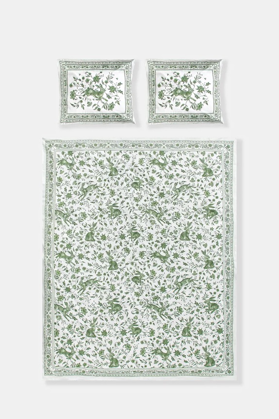 Sada bavlnených obliečok vzorované 160 x 200 cm zelená farba RS25.PCU500 zelená RS25