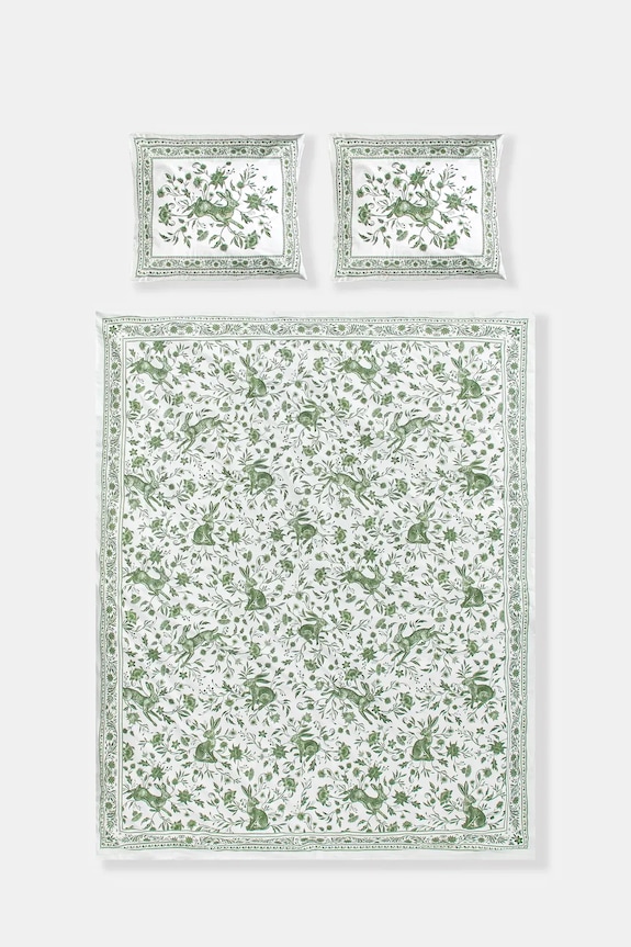 Sada bavlnených obliečok vzorované 160 x 200 cm zelená farba RS25.PCU500 zelená RS25