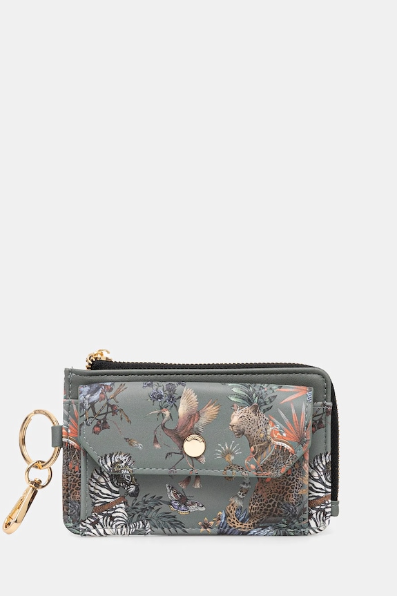 Etui na karty z imitacji skóry kolor zielony wzorzyste zielony RS25-PFD600