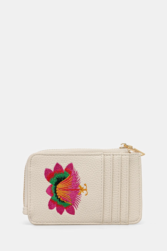 Pouzdro na karty dámské z ekologické kůže, s ozdobným prošíváním béžová barva nášivka béžová RS25-PFDA01