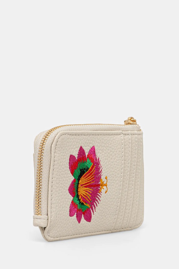 Pouzdro na karty dámské z ekologické kůže, s ozdobným prošíváním béžová barva RS25-PFDA01 béžová RS25