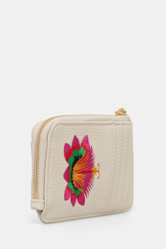 Pouzdro na karty dámské z ekologické kůže, s ozdobným prošíváním béžová barva RS25-PFDA01 béžová RS25