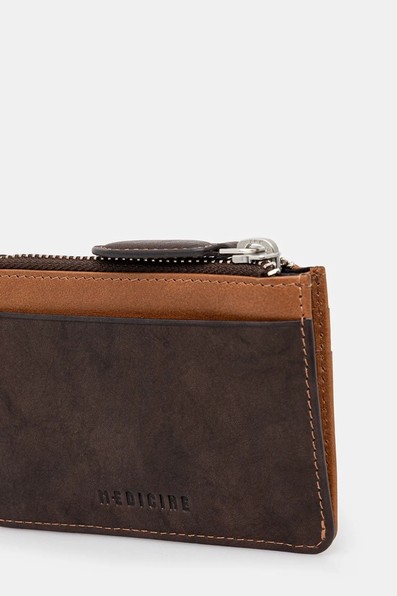 Kožené pouzdro na karty pánské hnědá barva RS25-PFM701 hnědá RS25