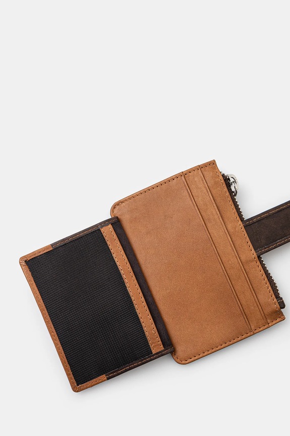 Kožené pouzdro na karty pánské hnědá barva hnědá RS25-PFM701