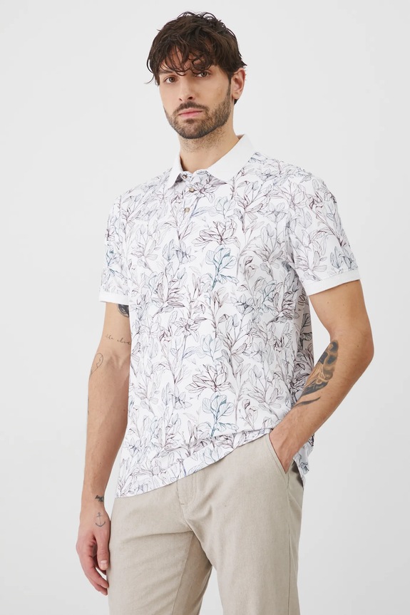 Medicine polo wzorzyste biały RS25-POM051