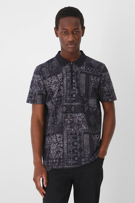 Medicine polo wzorzyste czarny RS25-POM401