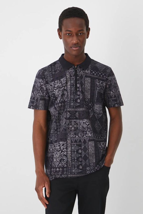 Medicine polo wzorzyste czarny RS25-POM401
