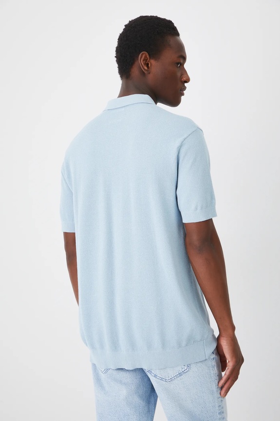 Odzież Polo bawełniane męskie z fakturą kolor turkusowy RS25-POM405 turkusowy
