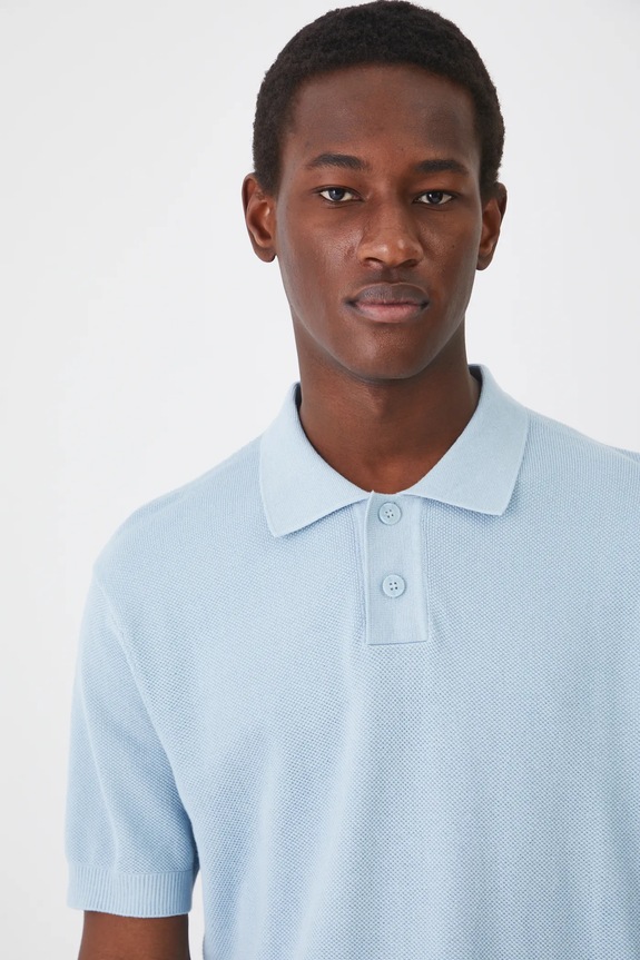 Polo bawełniane męskie z fakturą kolor turkusowy turkusowy RS25-POM405