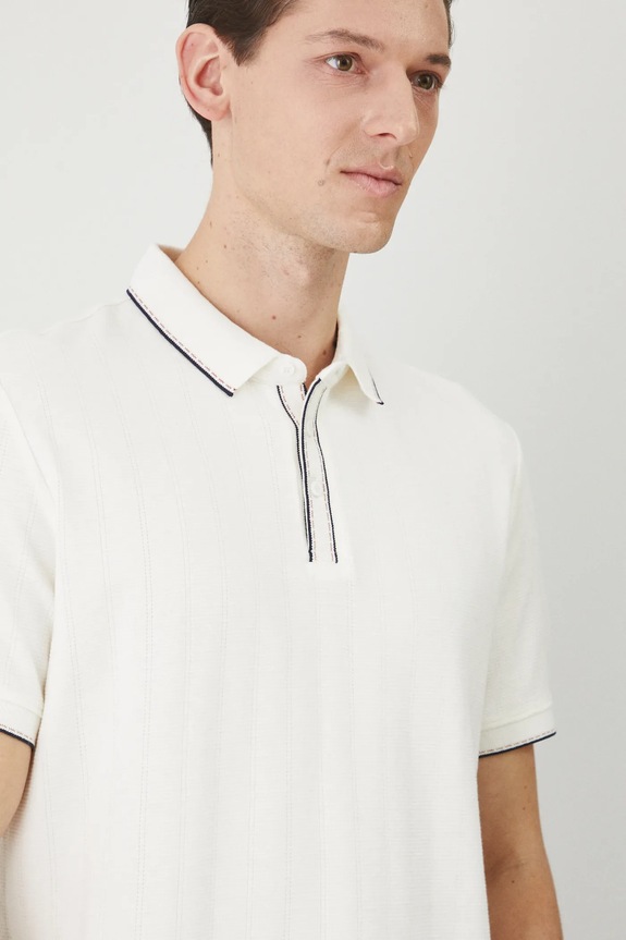 Polo tričko pánské se strukturou béžová barva béžová RS25.POM601