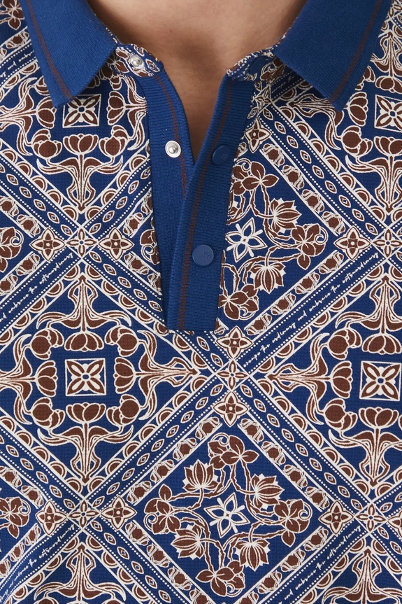 Polo bawełniane męskie z elastanem wzorzyste kolor granatowy RS25-POM903 granatowy