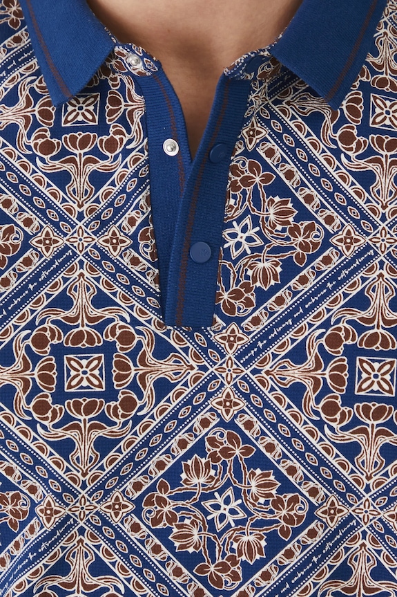 Polo bawełniane męskie z elastanem wzorzyste kolor granatowy RS25-POM903 granatowy