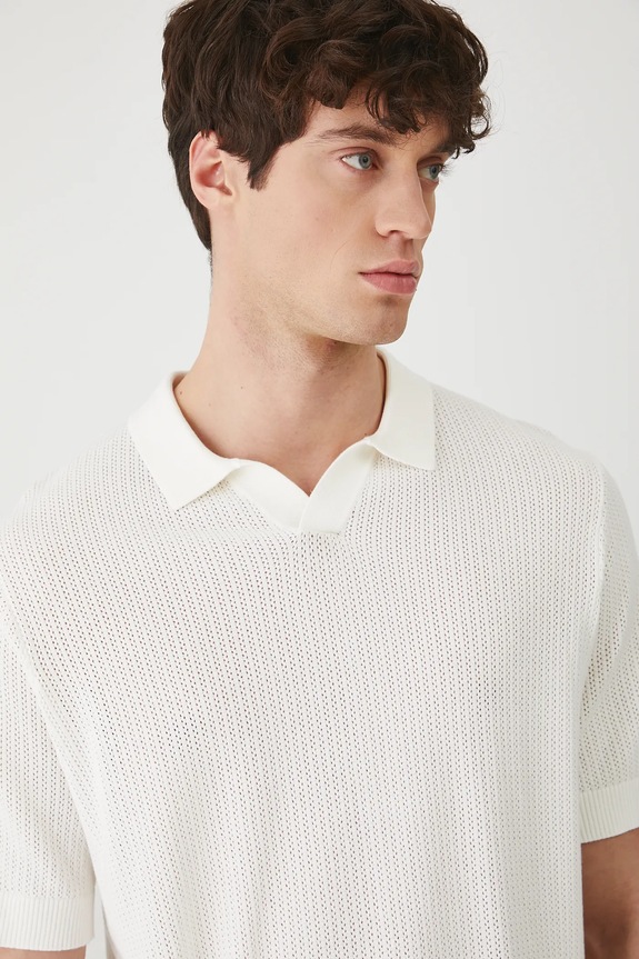 Polo tričko pánske s textúrou béžová farba béžová RS25-POM905