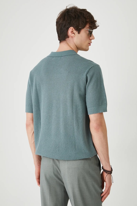 Oblečenie Polo tričko pánske s textúrou zelená farba RS25-POM905 zelená