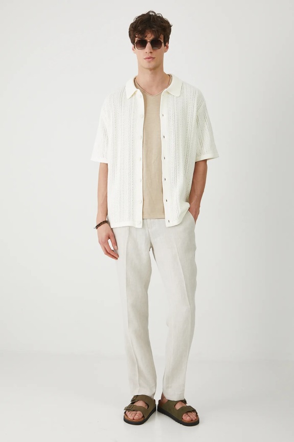 Polo tričko pánské se strukturou béžová barva RS25-POM909 béžová RS25