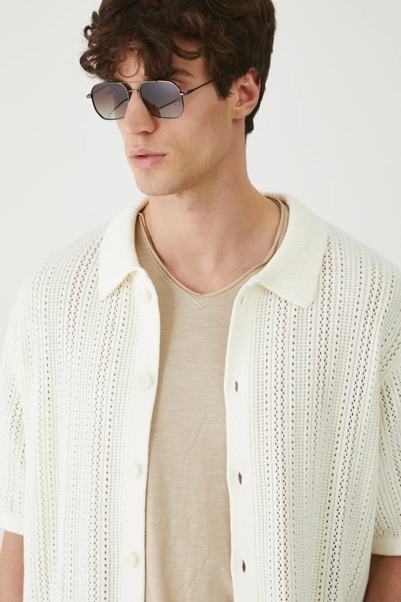 Polo tričko pánské se strukturou béžová barva béžová RS25-POM909