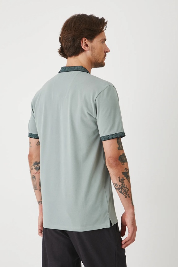 Odzież Polo bawełniane męskie z elastanem z dzianiny strukturalnej kolor różowy RS25-POMA01 zielony