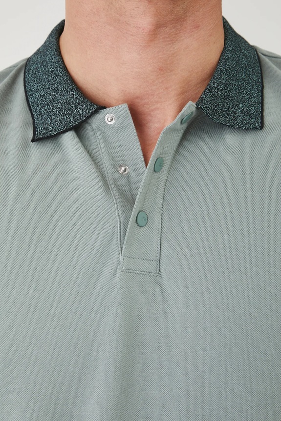 Polo bawełniane męskie z elastanem z dzianiny strukturalnej kolor różowy RS25-POMA01 zielony