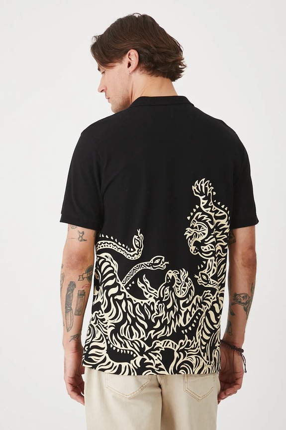 Odzież Polo bawełniane męskie z elastanem z nadrukiem kolor czarny RS25-POMA14 czarny