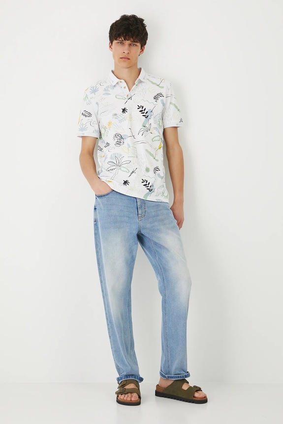 Polo bawełniane męskie z dzianiny strukturalnej z elastanem kolor biały RS25-POMB13 biały RS25