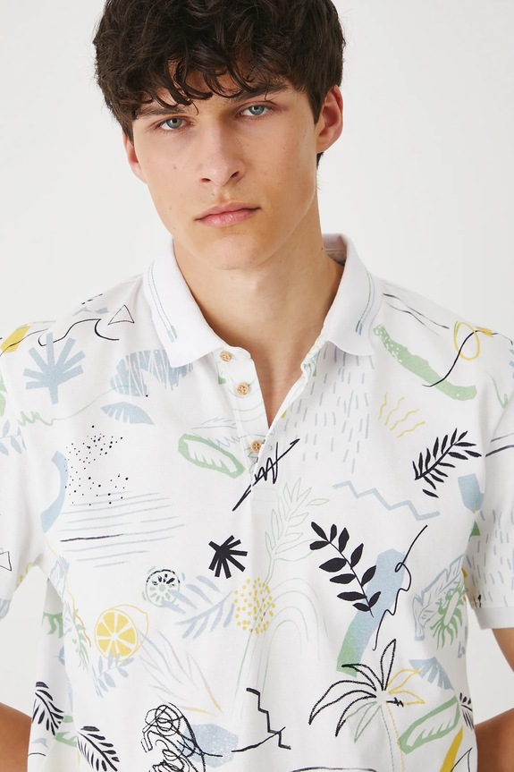 Polo bawełniane męskie z dzianiny strukturalnej z elastanem kolor biały biały RS25-POMB13