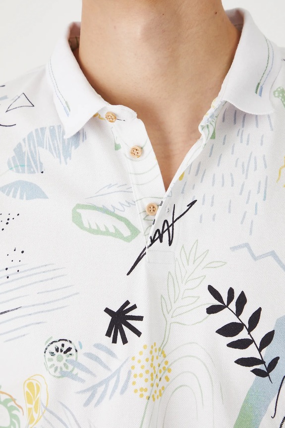 Polo bawełniane męskie z dzianiny strukturalnej z elastanem kolor biały RS25-POMB13 biały