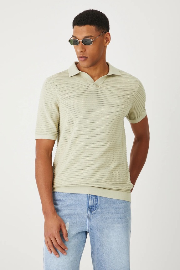 Polo tričko pánske s textúrou zelená farba jednofarebný zelená RS25-POMB15