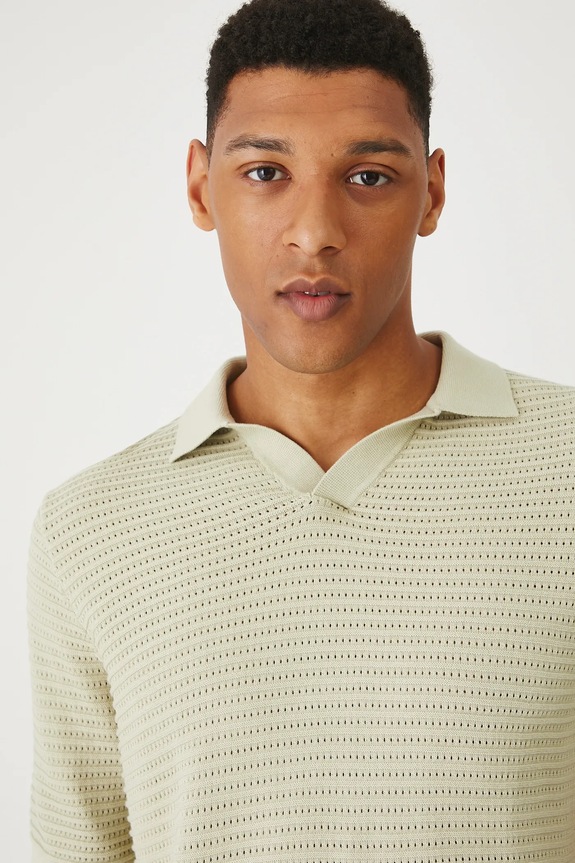 Polo tričko pánske s textúrou zelená farba zelená RS25-POMB15