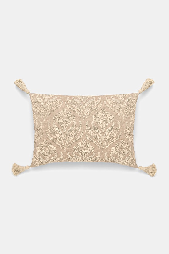 Poszewka dekoracyjna na poduszkę z aplikacją 35 x 50 cm kolor beżowy RS25-PSU505 beżowy RS25
