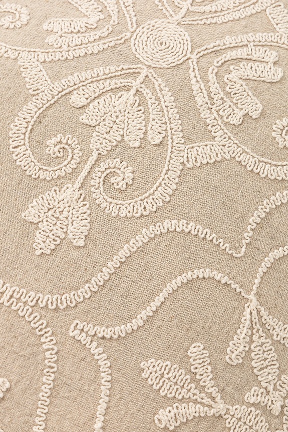 Poszewka na poduszkę z lnem z ozdobną aplikacją 40 x 60 cm kolor beżowy RS25-PSU904 beżowy RS25